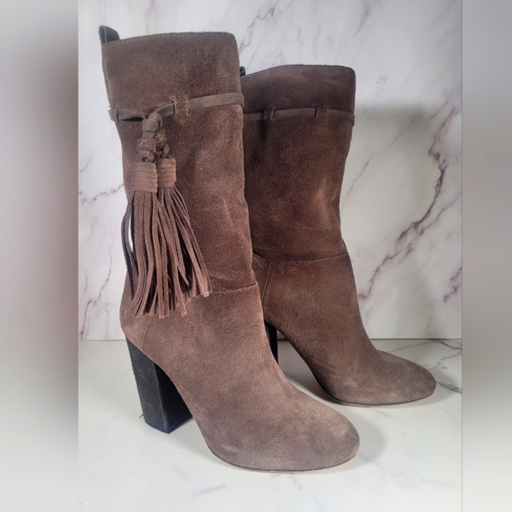 Vince Camuto Suede heeled boots, Pull in tassel Fall footwear.